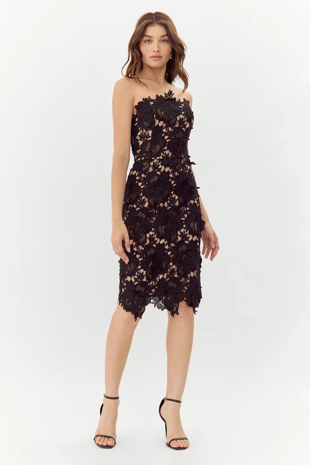 Jade Woven Lace Tube Dress - XS / BLACK-NUDE Jade Woven Lace Tube Dress - XS / BLACK-NUDE