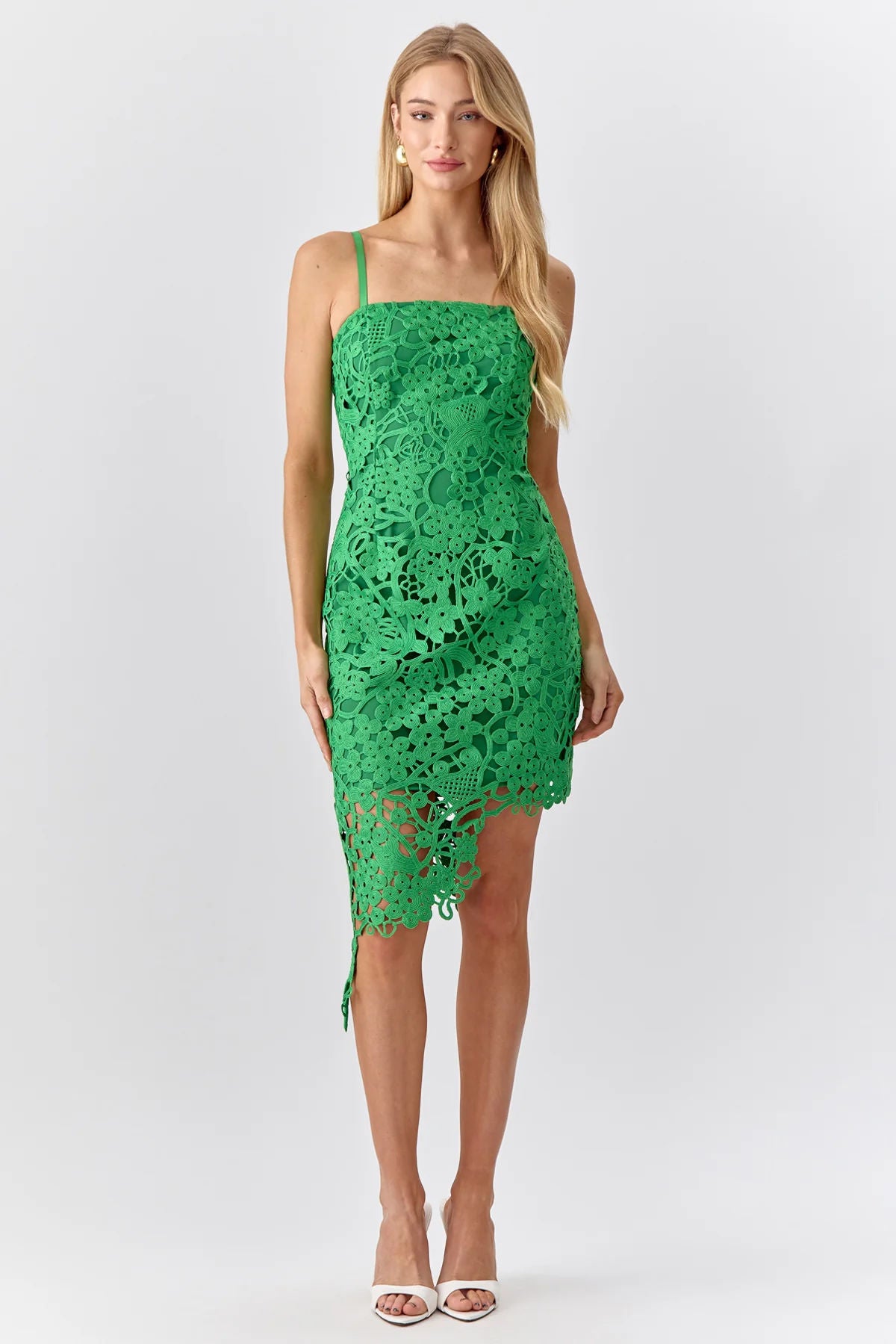 Monica Crochet Lace Dress - XS / GREEN Monica Crochet Lace Dress - XS / GREEN