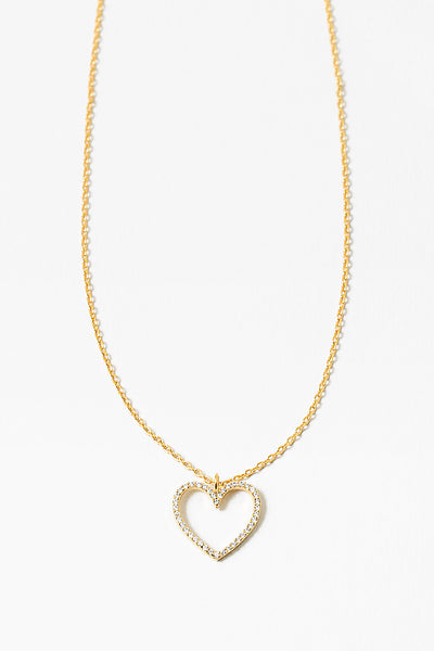 Chain Open Pave Heart Necklace