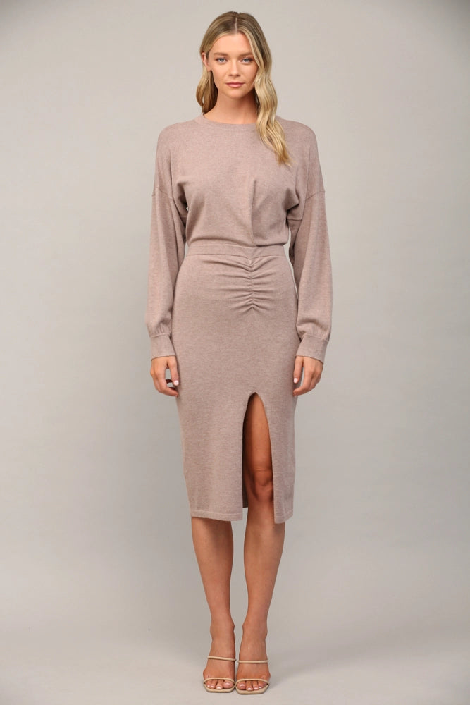 beige midi knit dress Knit Midi Dress – Clothesline Clothing Co