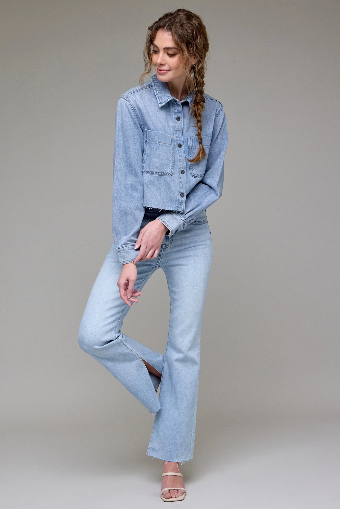 Abbey Soft Denim Crop Shirt – Clothesline Clothing Co