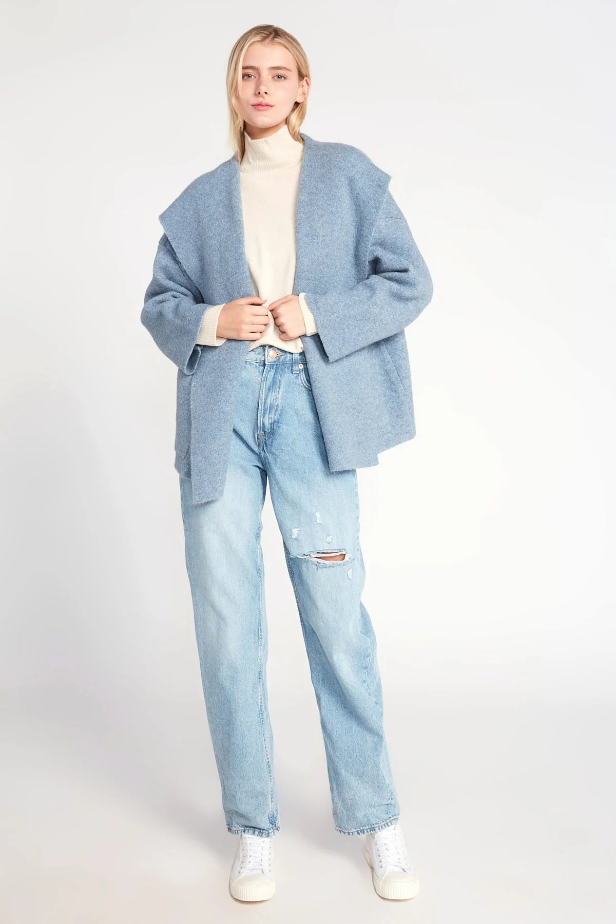 Hooded Lapel Sweater Coat Clothesline Clothing Co.