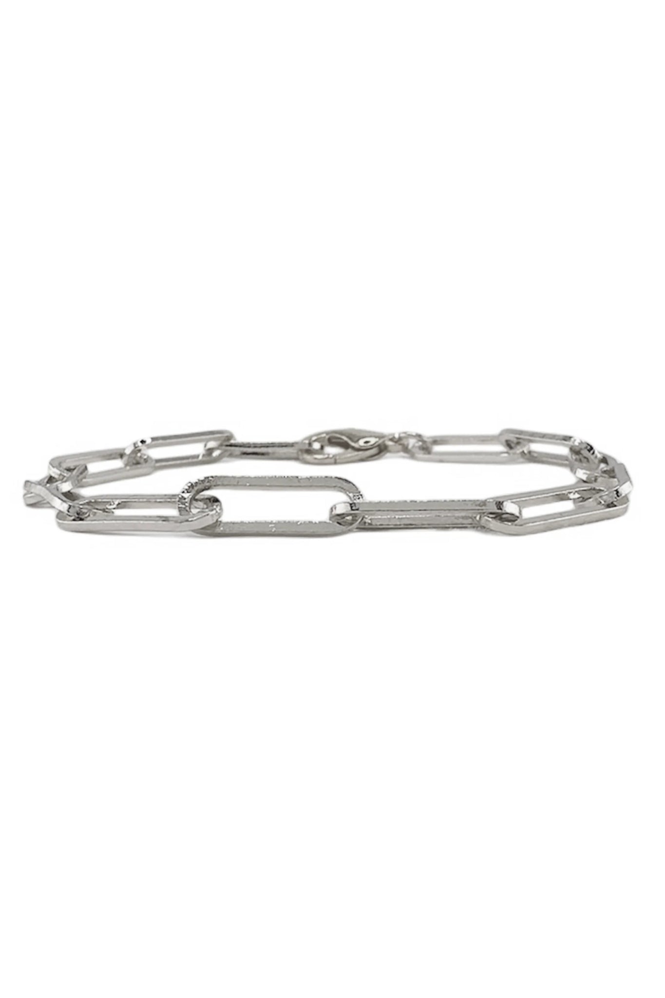 Paper Clip Chain Bracelet Silver
