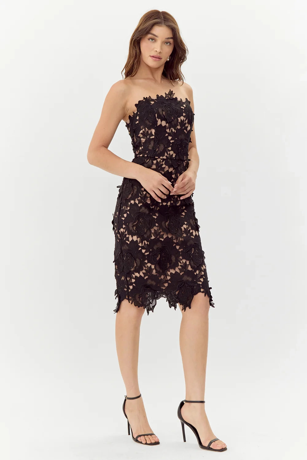 Jade Woven Lace Tube Dress - XS / BLACK-NUDE Jade Woven Lace Tube Dress - XS / BLACK-NUDE