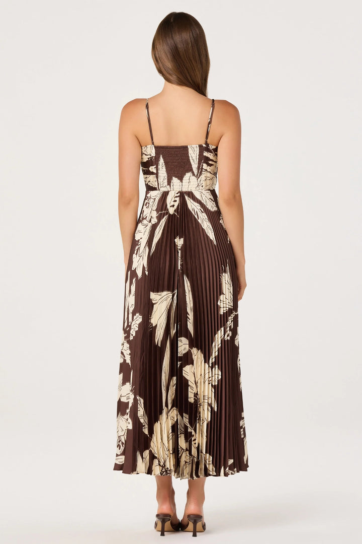 Clea Pleated Satin Dress