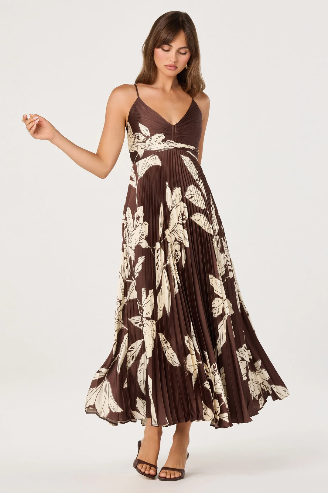 Clea Pleated Satin Dress