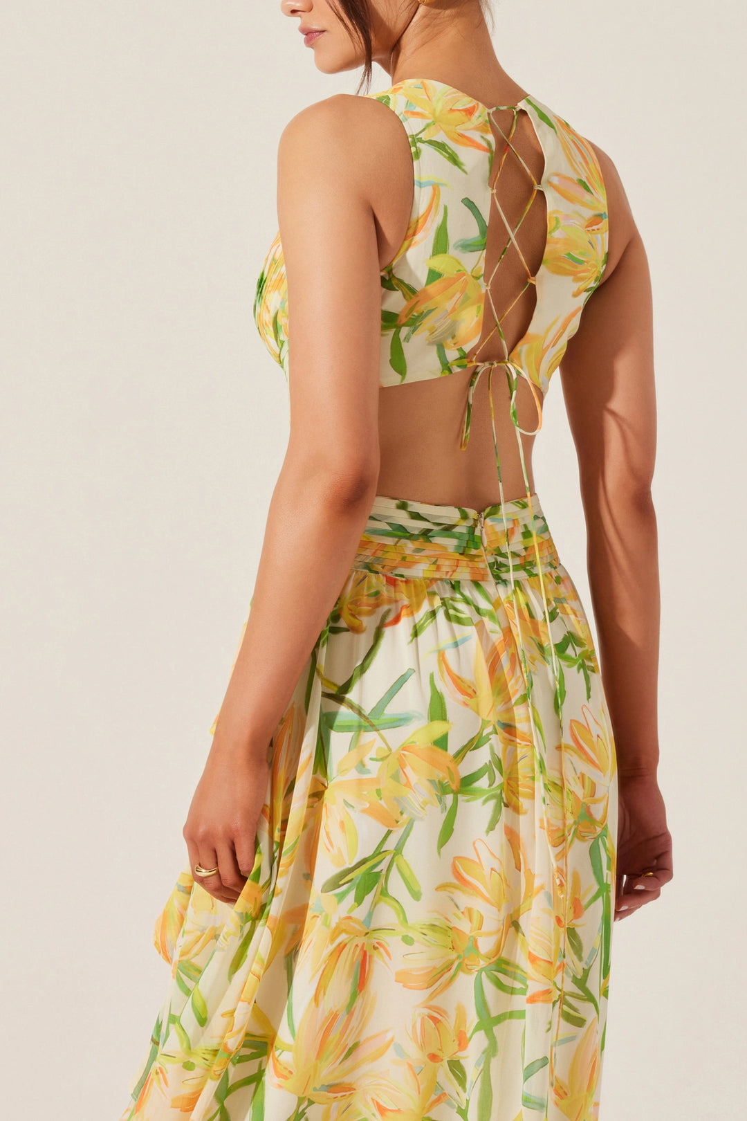 yellow and green maxi dress Silk Long Sleeve Wrap Dress