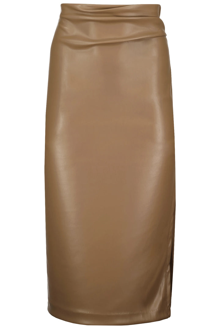 Colette Ruched Faux Leather Skirt