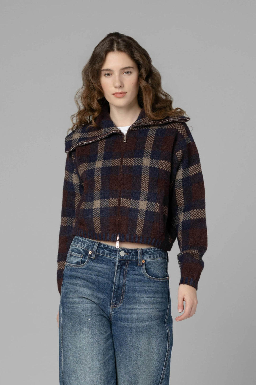 Plaid Knit Jacket
