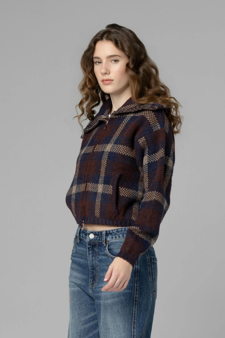 Plaid Knit Jacket