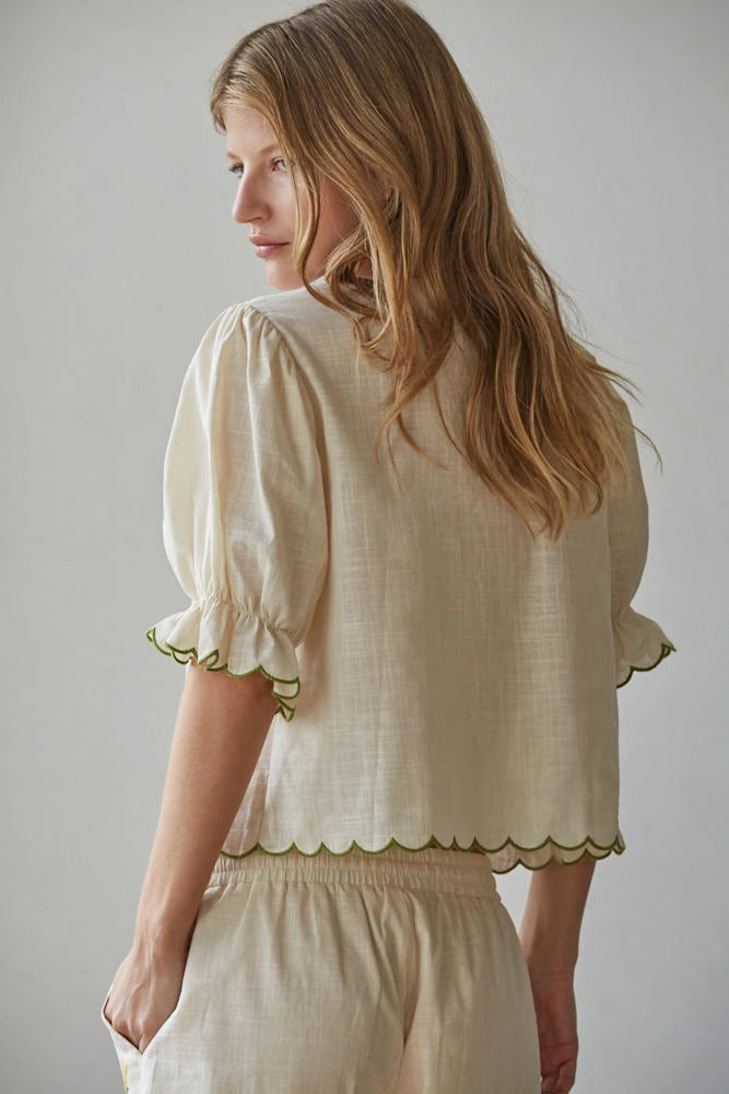 Embroidered Tie Top