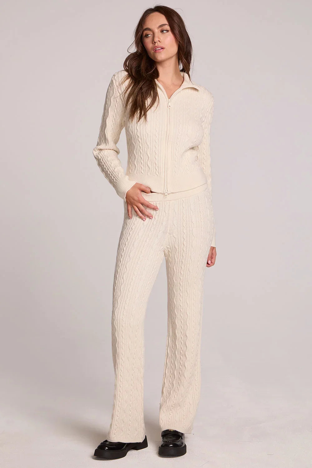 Beatrix Zip Cable Cardigan Sweater