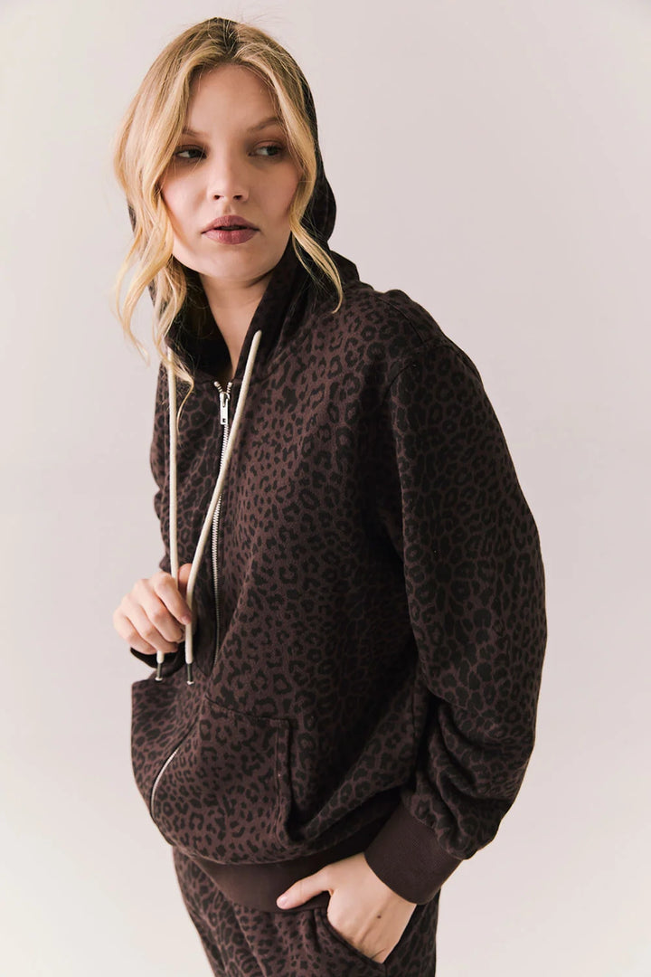 Louna Leopard Zip Up Sweatshirt