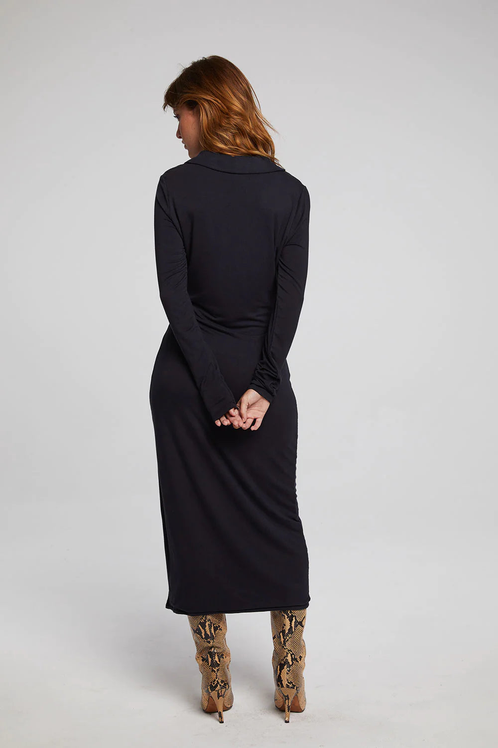 henley dress midi Tan Stripe Henley Short Sleeve Knit Midi Dress