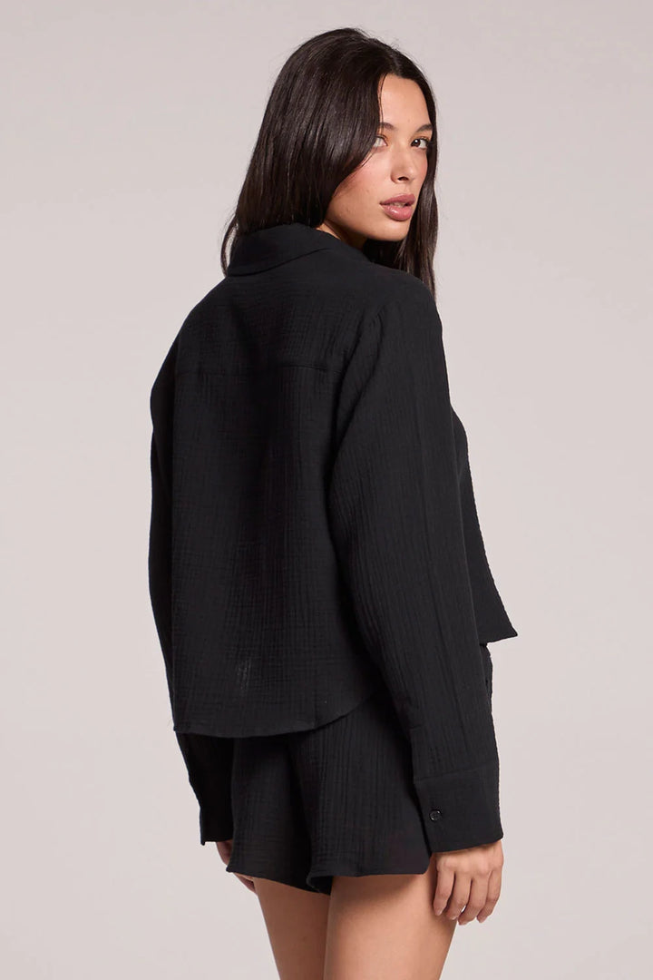 Gauze Crop Button Down