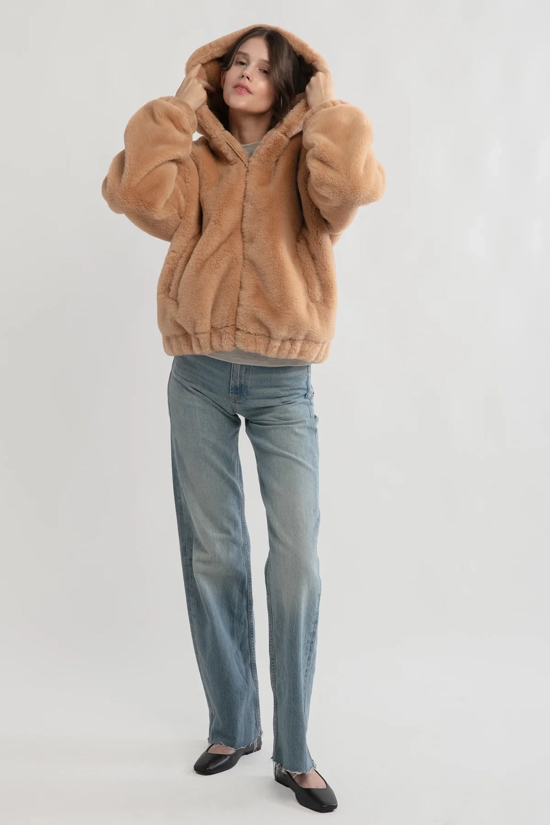 Faux Fur Hooded Bomber Jacket Clothesline Clothing Co