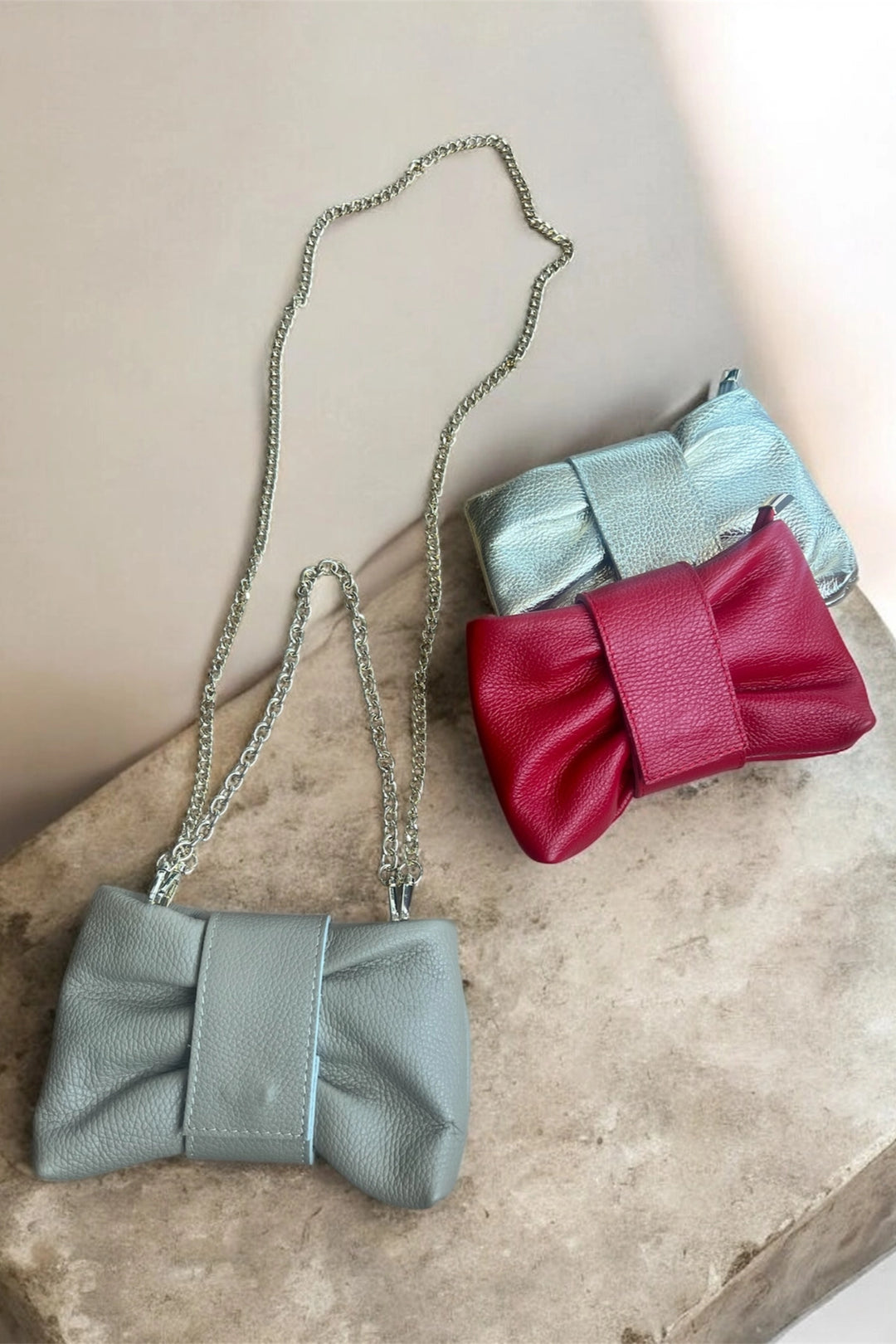Leather Bow Clutch
