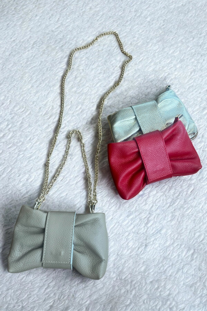 Leather Bow Clutch