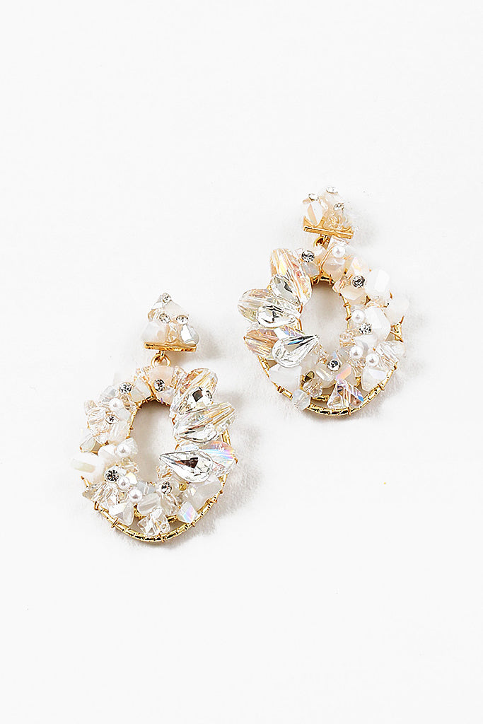 Stone Cluster Tear Earring