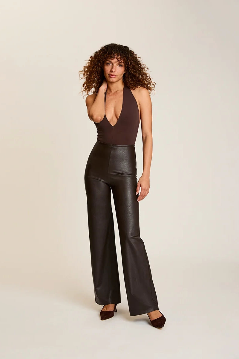 Faux Leather Wide Leg Pant