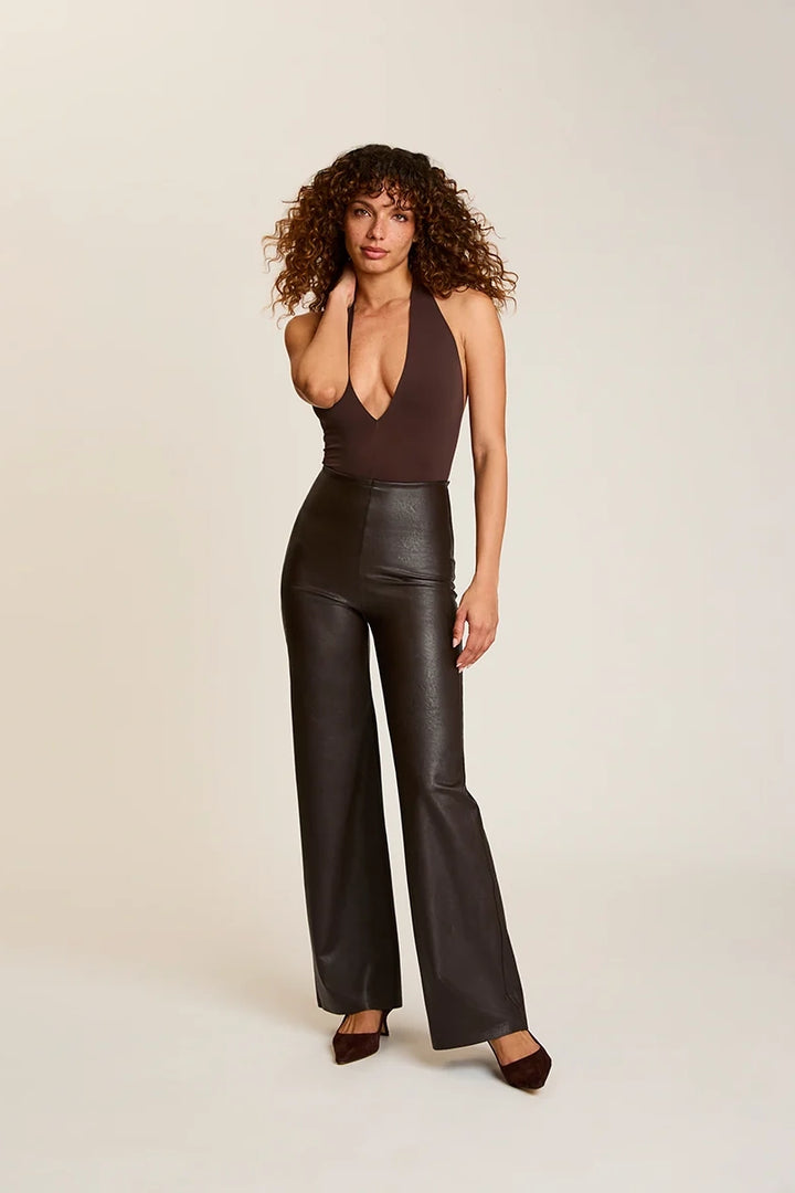 Faux Leather Wide Leg Pant