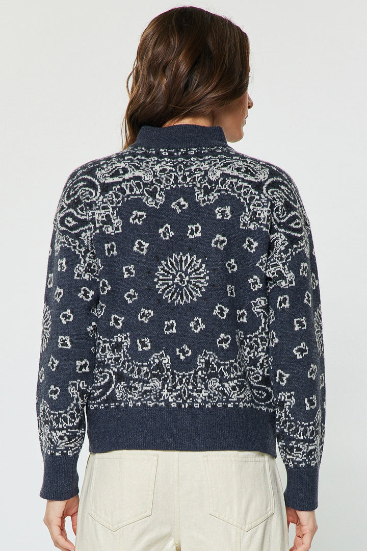 Jaquard 1/4 Zip Sweater