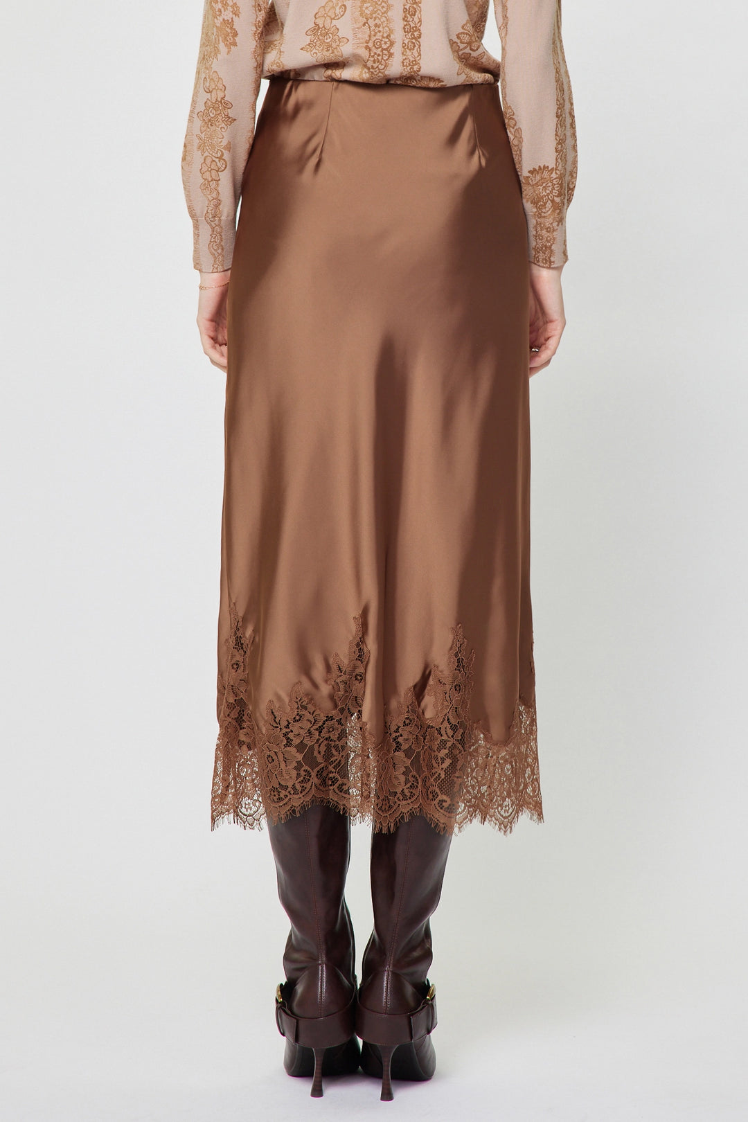 Lace Hem Midi Skirt