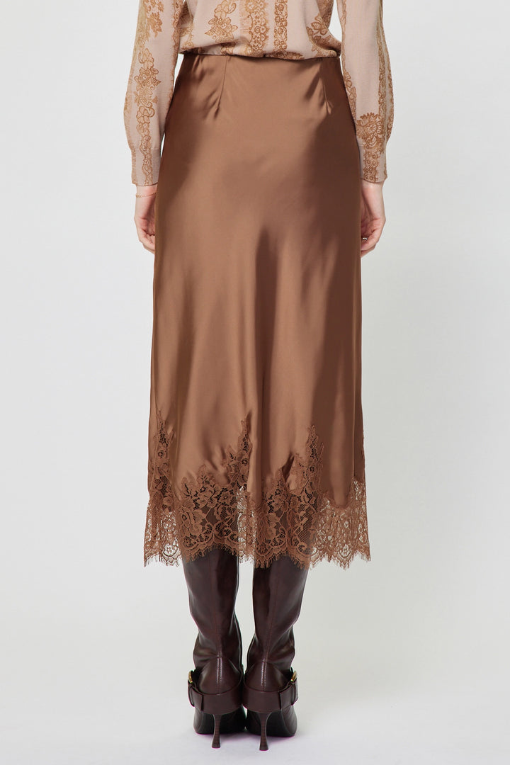 Lace Hem Midi Skirt
