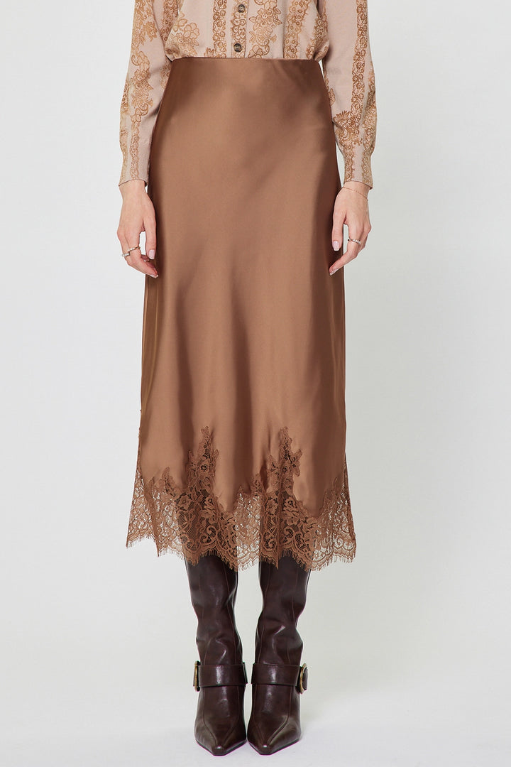 Lace Hem Midi Skirt