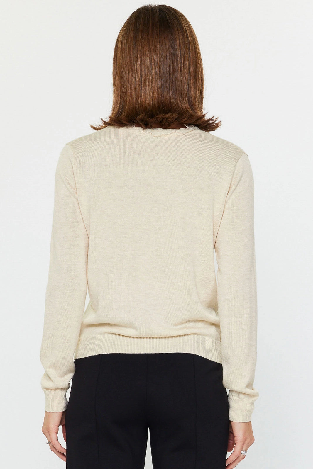 Lace Trim V Neck Sweater