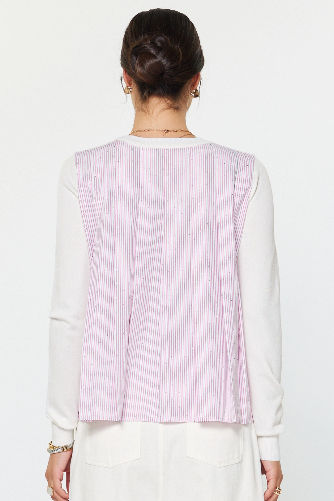 Woven Stripe Back Sweater