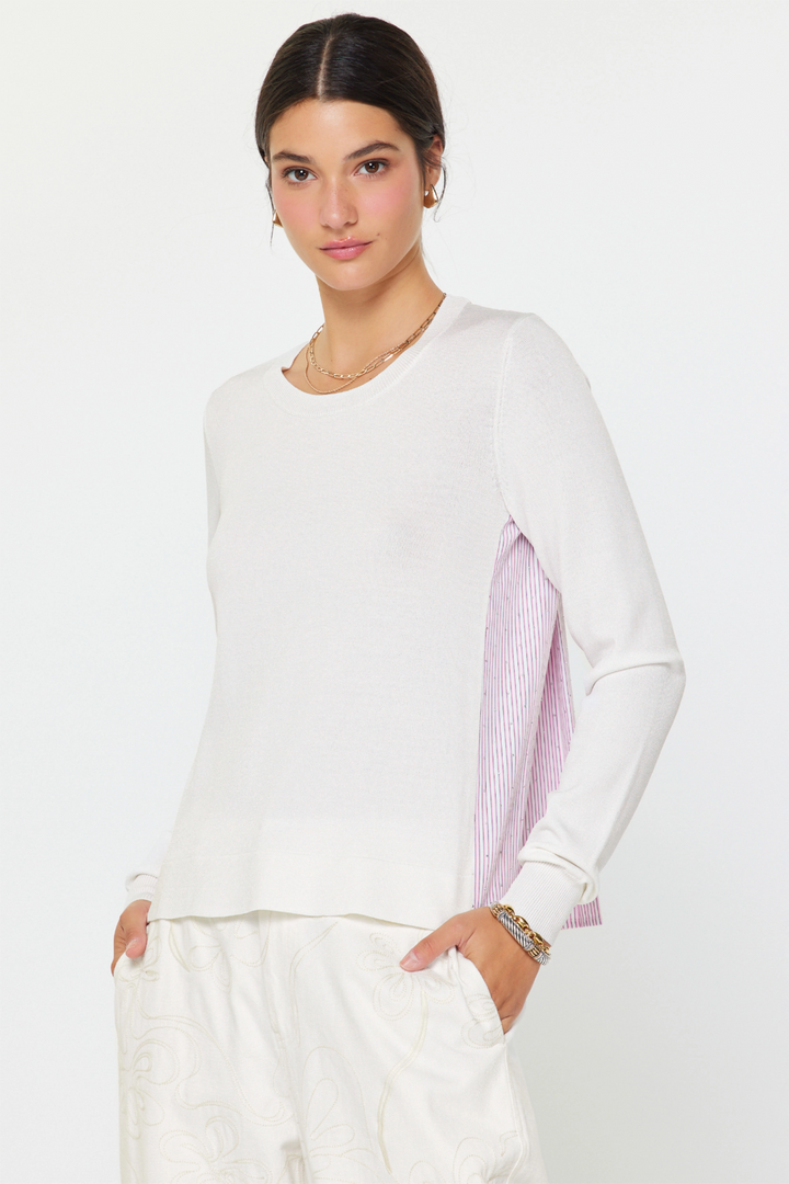 Woven Stripe Back Sweater
