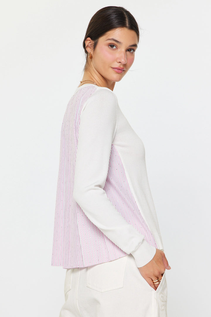 Woven Stripe Back Sweater