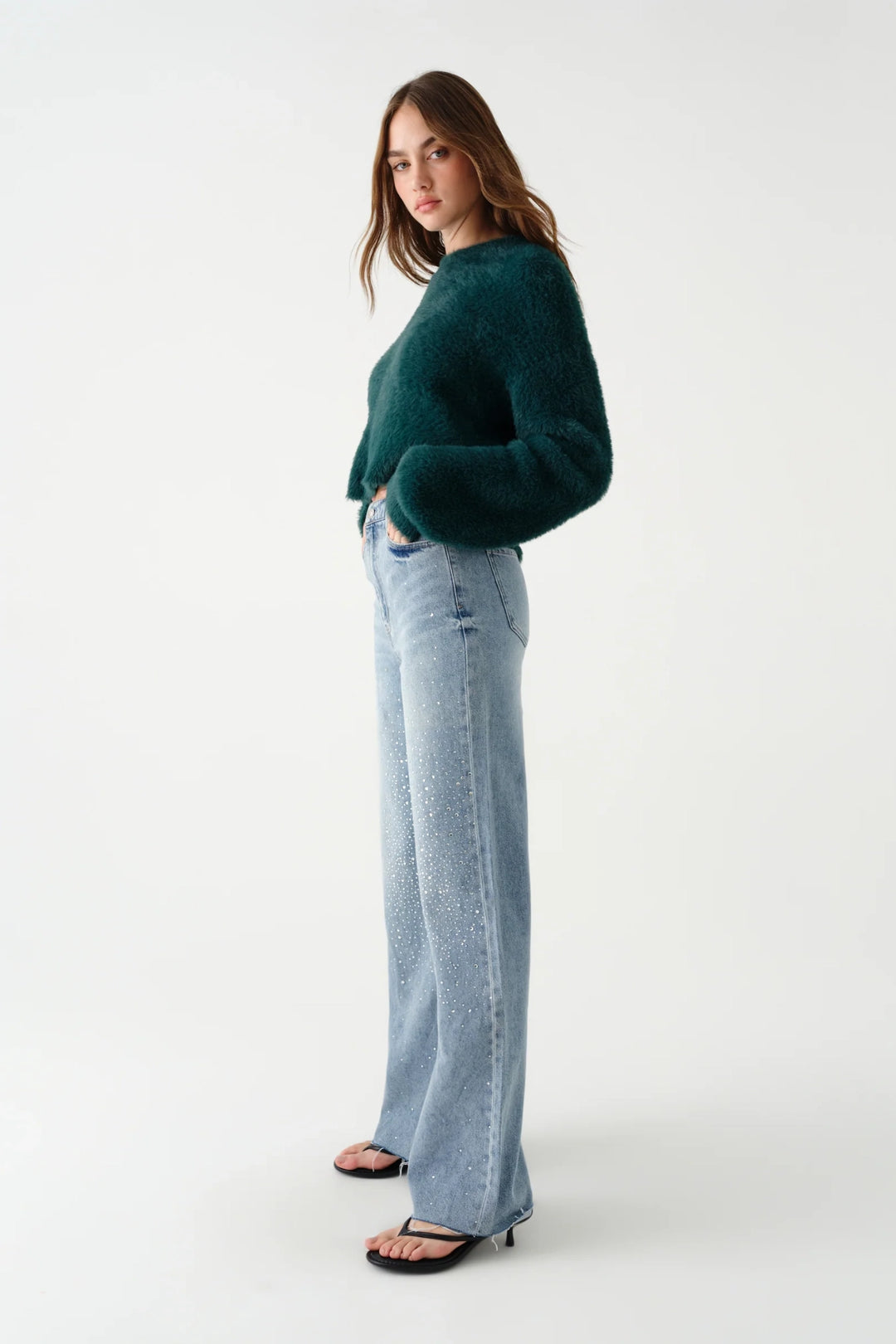 Far Out Studded Wide Leg Jean