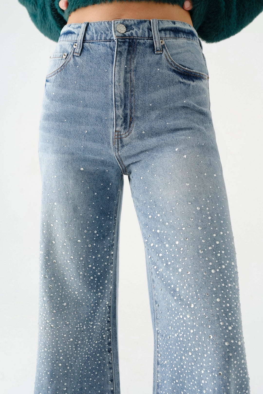 Far Out Studded Wide Leg Jean