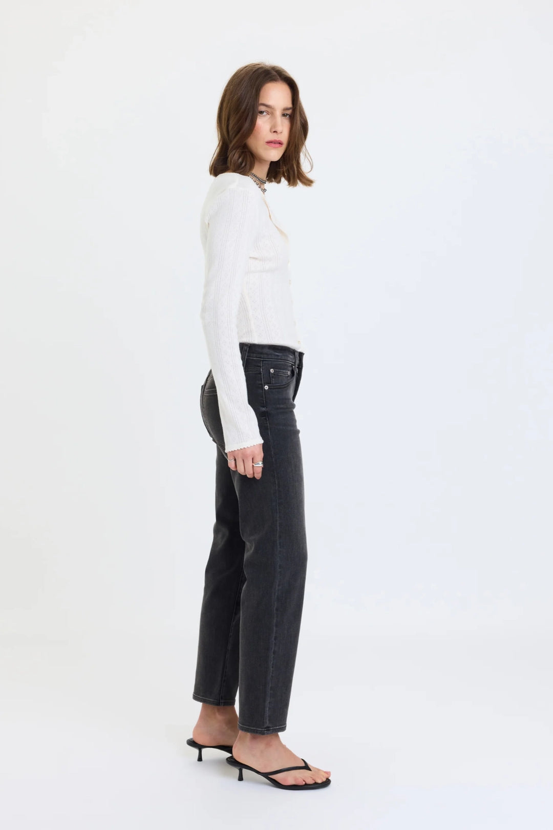 Rebel Ankle Mid Rise Straight Jean