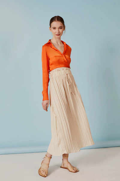 Pleat Midi Skirt