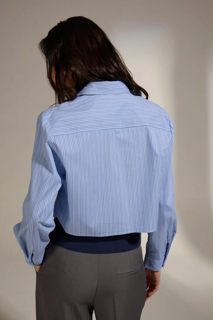 Zipper Crop Woven Shirt