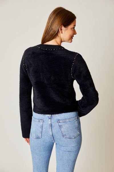 Cropped Stud Sweater