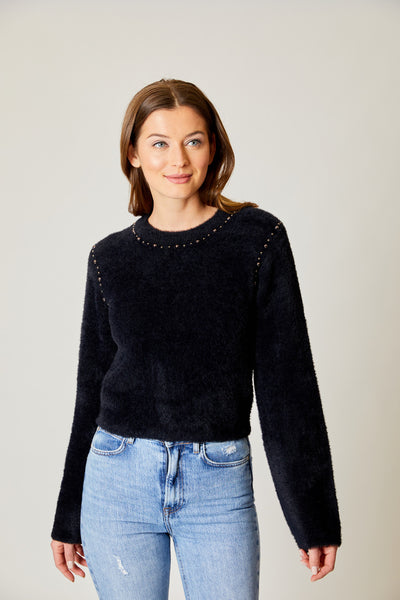 Cropped Stud Sweater
