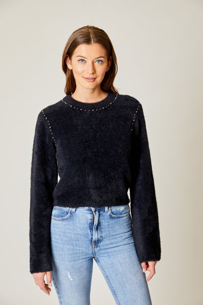 Cropped Stud Sweater