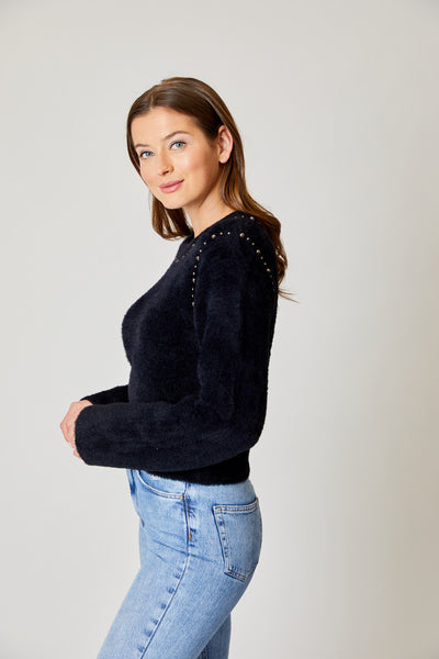 Cropped Stud Sweater