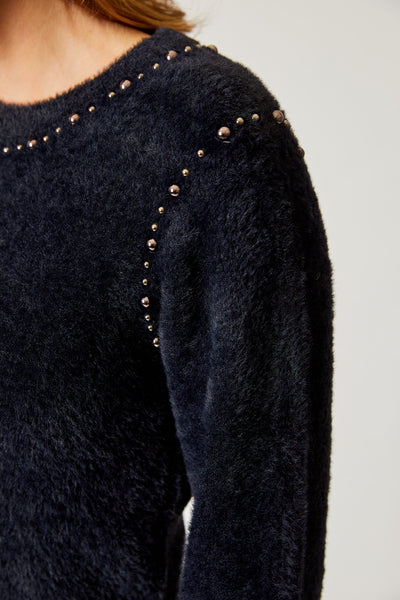 Cropped Stud Sweater