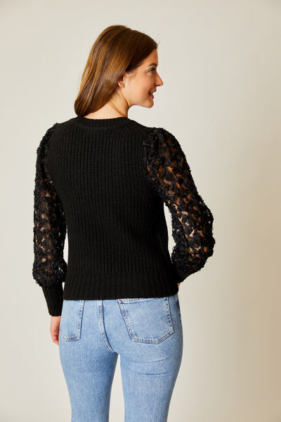 Mix Media Sleeve Sweater