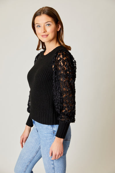 Mix Media Sleeve Sweater