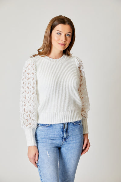 Mix Media Sleeve Sweater