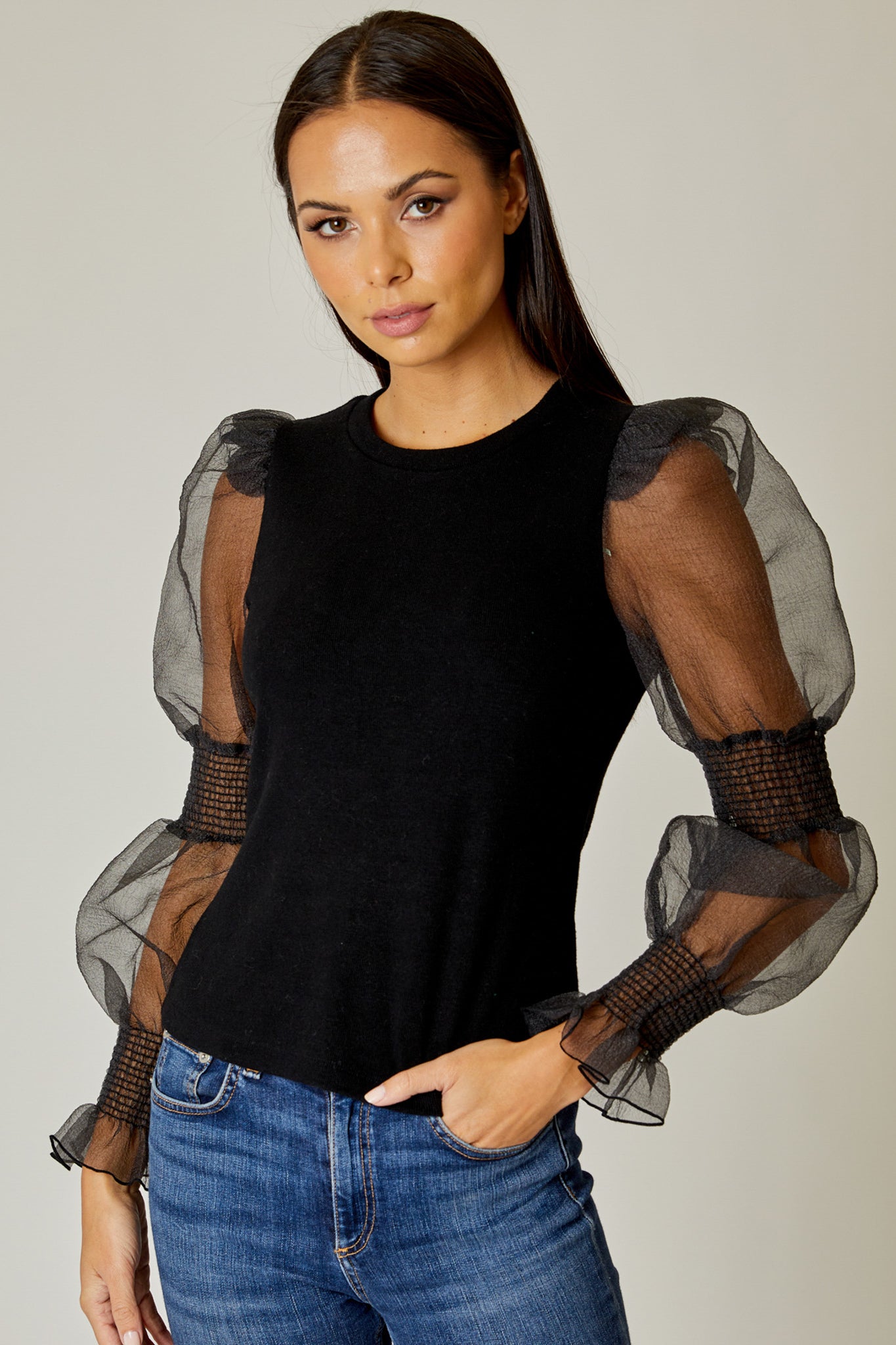 Organza Sleeve Top