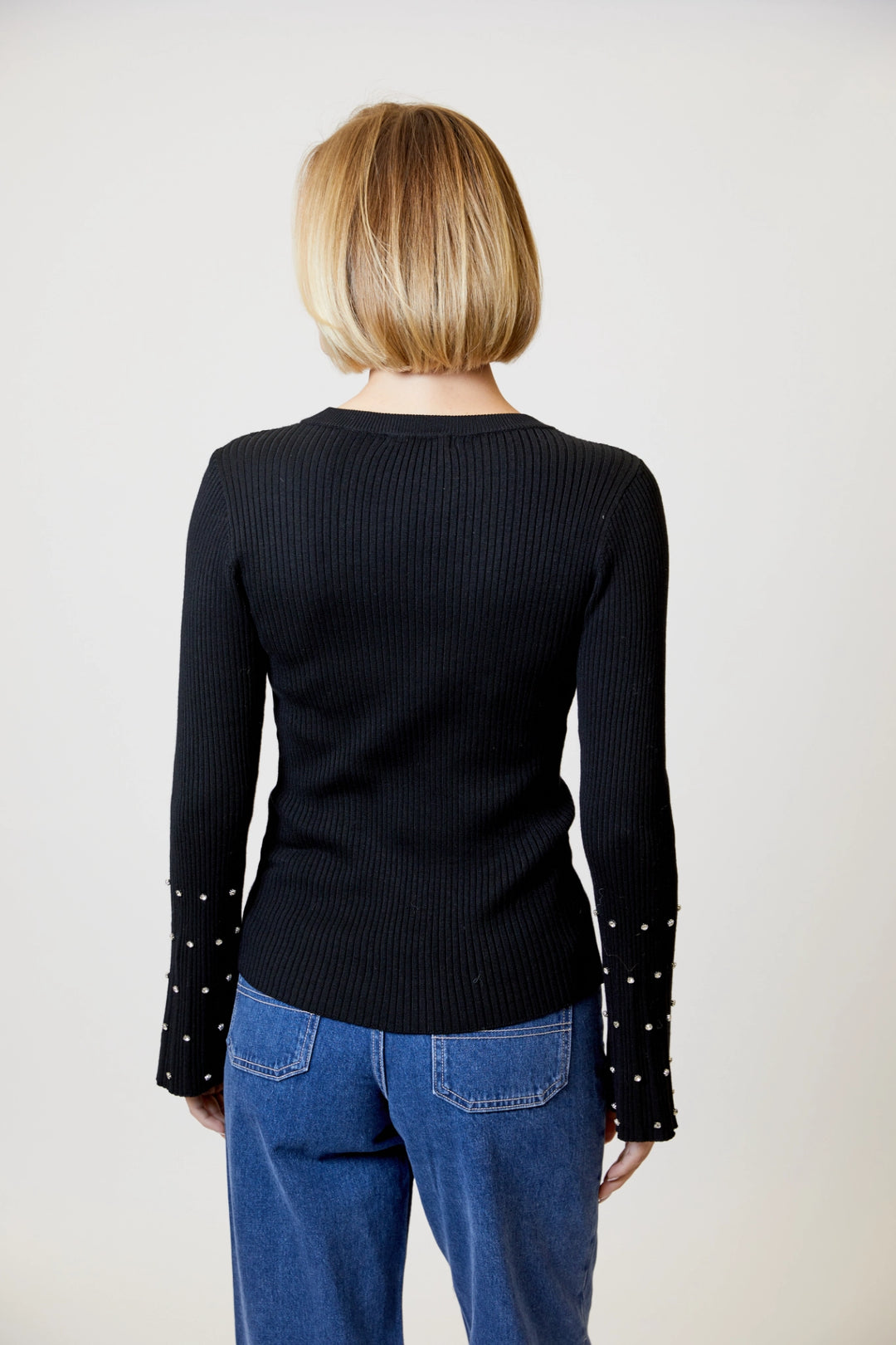 Rhinestone Sleeve Sweater