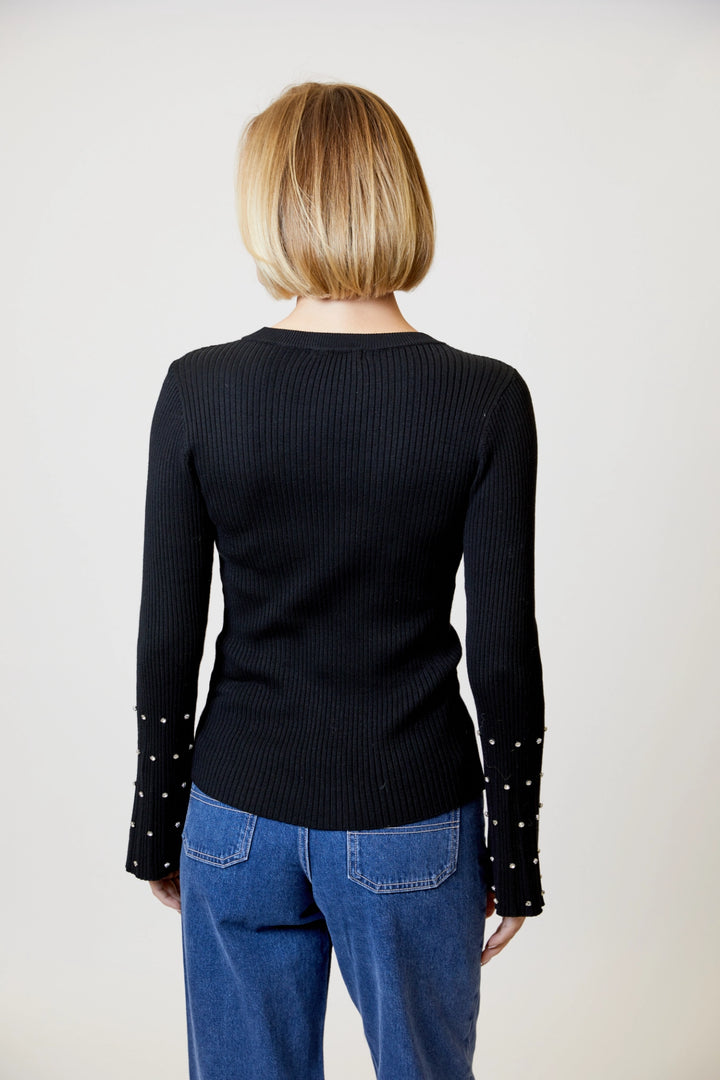 Rhinestone Sleeve Sweater