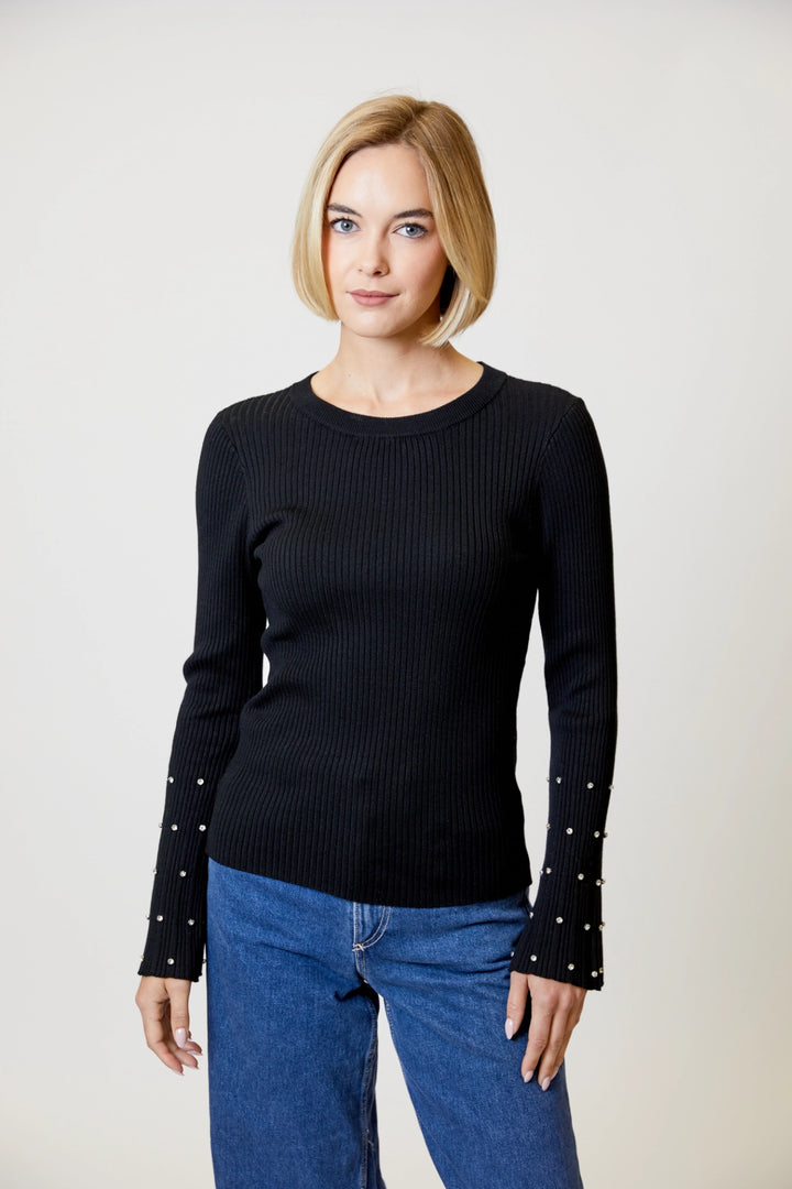 Rhinestone Sleeve Sweater